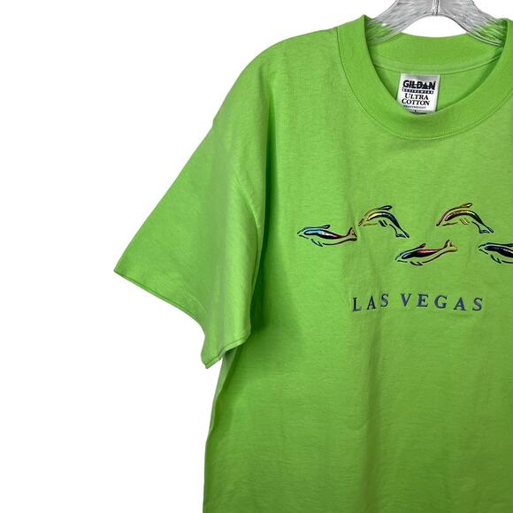 Vintage Gildan Las Vegas Dolphins Green T-Shirt Large Green - Picture 5 of 8